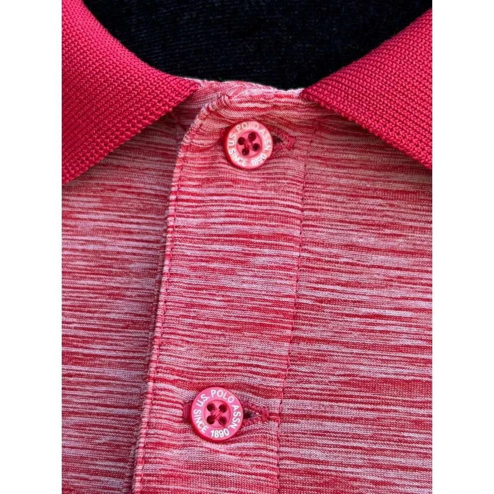 US Polo Assn Mens Polo Shirt Red Space Dye Short Sleeve L 11‎ 8028 47